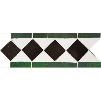 Mosaic House Moroccan tile Dfira MDV 6-1-10 Black White Green  zellige, mosaic, zellij, border, glaze, simple, traditonal 